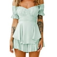 thumbnail image 5 of Multitrust Women Short Jumpsuit, Short Sleeve Off-shoulder Solid Summer Playsuit for Party Club, 5 of 9