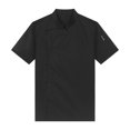thumbnail image 4 of Aiihoo Mens Short Sleeve Chef Coat Kitchen Cook Jacket Canteen Bakery Chef Shirts Black 3XL, 4 of 7
