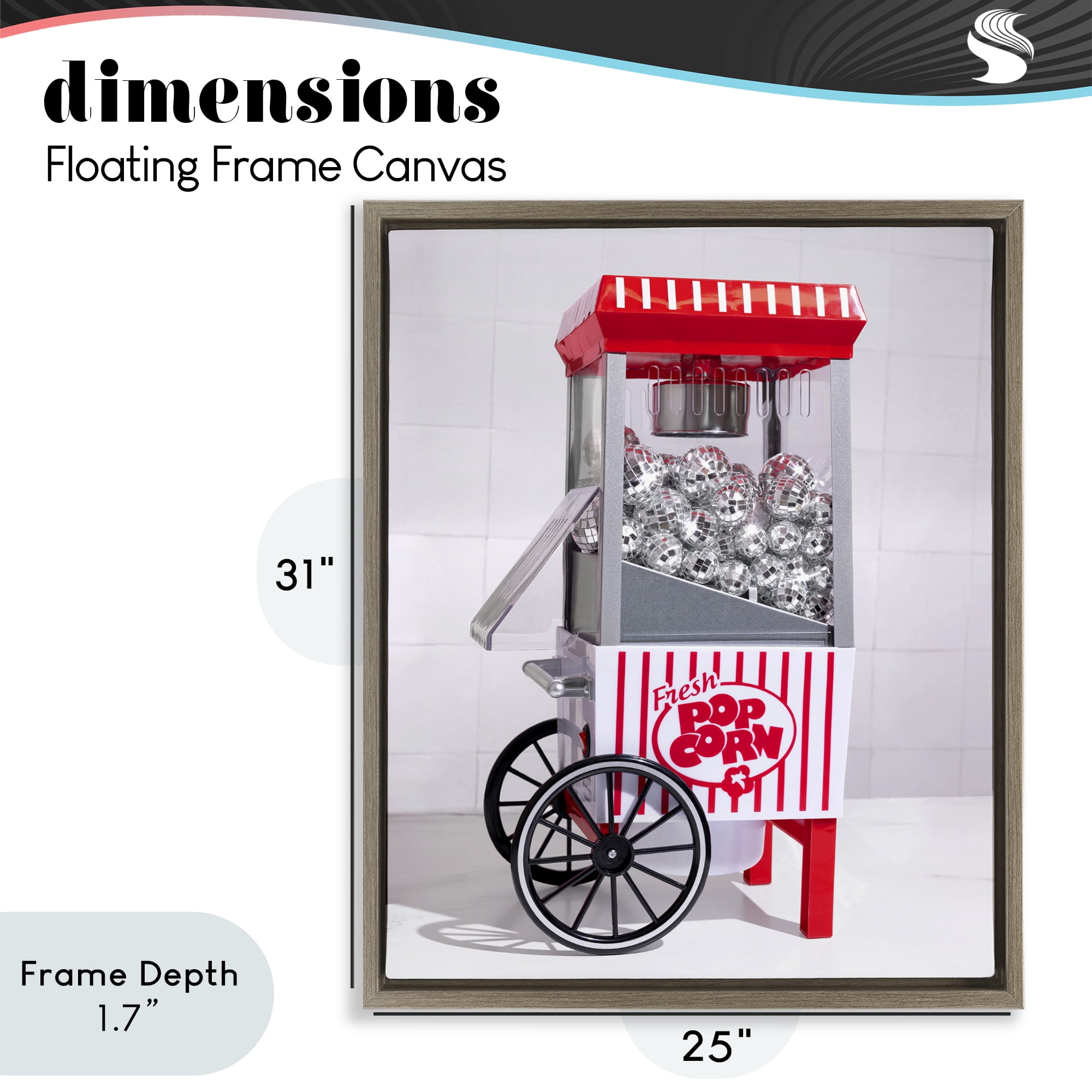Stupell Industries Fun Disco Popcorn Machine Brown Framed Floater Canvas Wall Art, design by LISH Creative