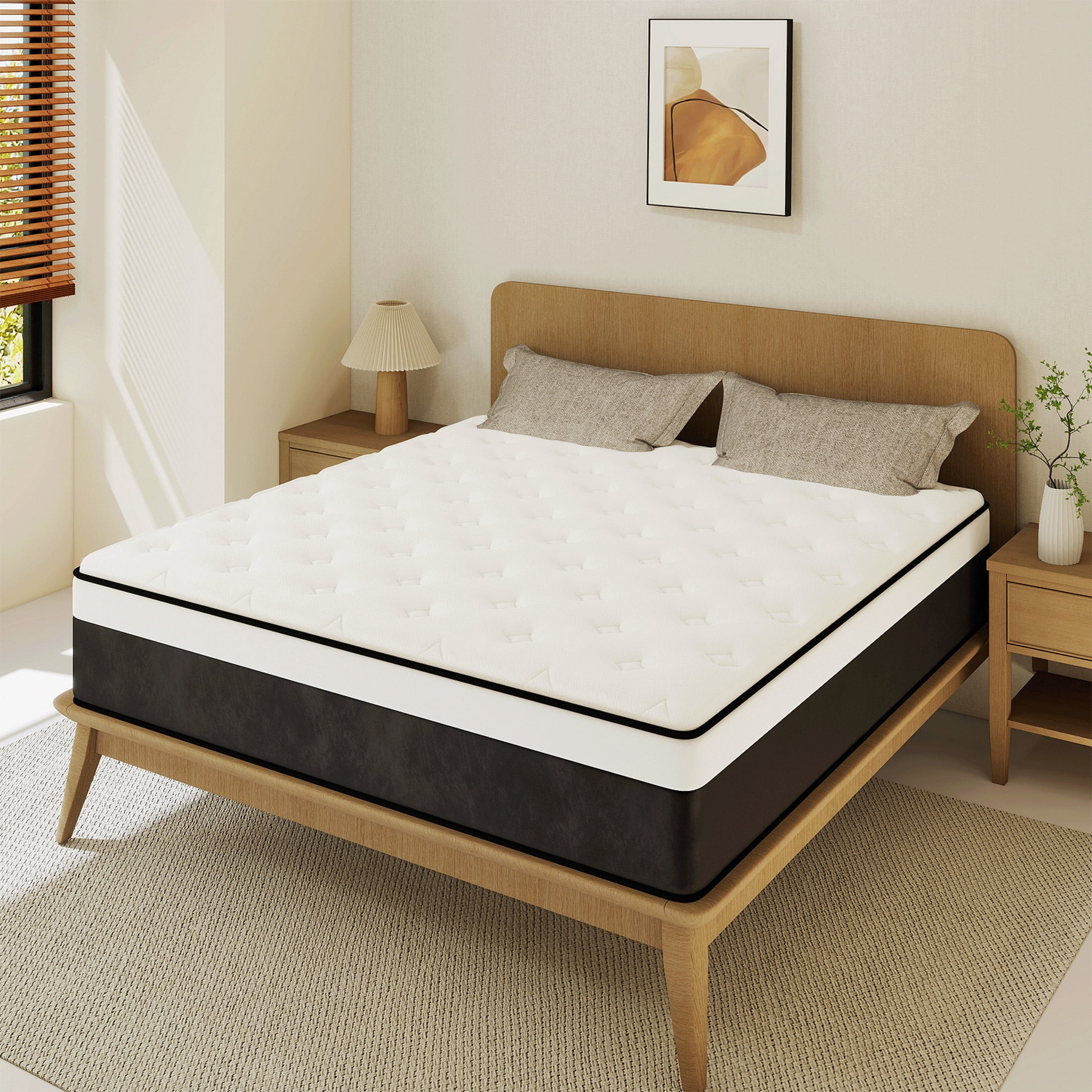 SILENCE MANGO 12 inch Full Sized Hybrid Mattress With Individually Wrapped Pocket Springs Medium Firm Support in a Box High Density Foam for Adult CertiPUR-US