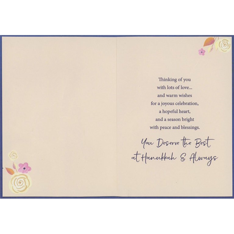 Cream and Pink Flowers Hanukkah Card for Granddaughter photo 2