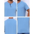 thumbnail image 7 of DARING DIVA Men's Casual Summer Short Sleeves Button Henley Basic Tee L Light Blue, 7 of 7