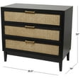 thumbnail image 4 of DecMode 36" x 32" Black Wood 3 Drawer Chest with Beige Rattan Drawers and Gold Handles, 1-Piece, 4 of 16