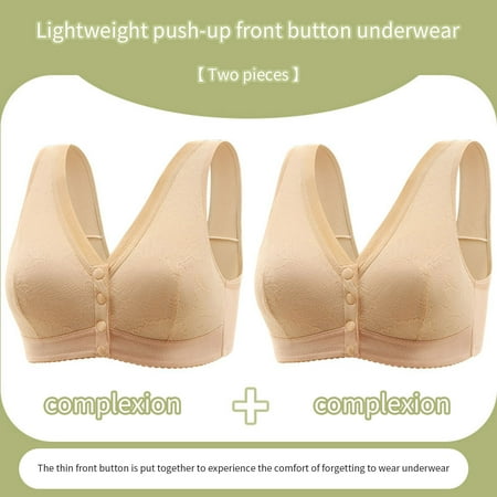 Itsame 2 Pack Everyday Casual Bra Set Womens Full Support Bra Standard Straps Cotton Wireless Comfort Bralette Beige Size 2XL
