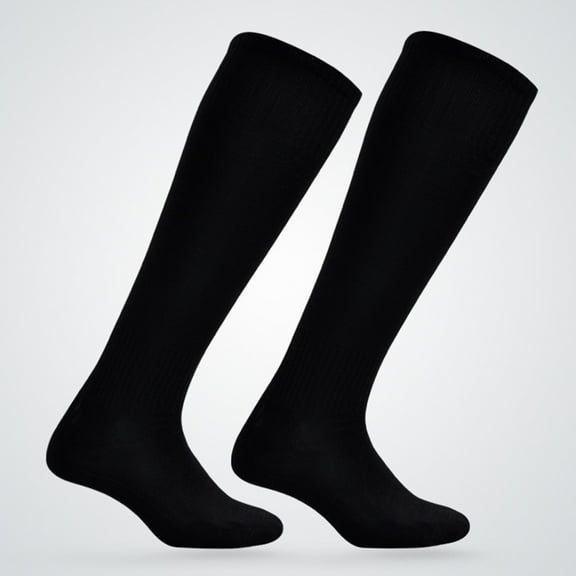 FRCOLOR Men Adolescent Sports Anti-Slip Long Football Socks Athletic Soccer Socks Solid Color - Free Size (Black)