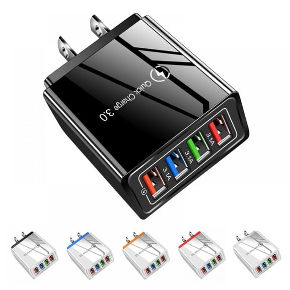 Wall Charger,4-Port USB Plug Cube Portable Wall Charger Quick Charge Plug for iPhone iPad Android