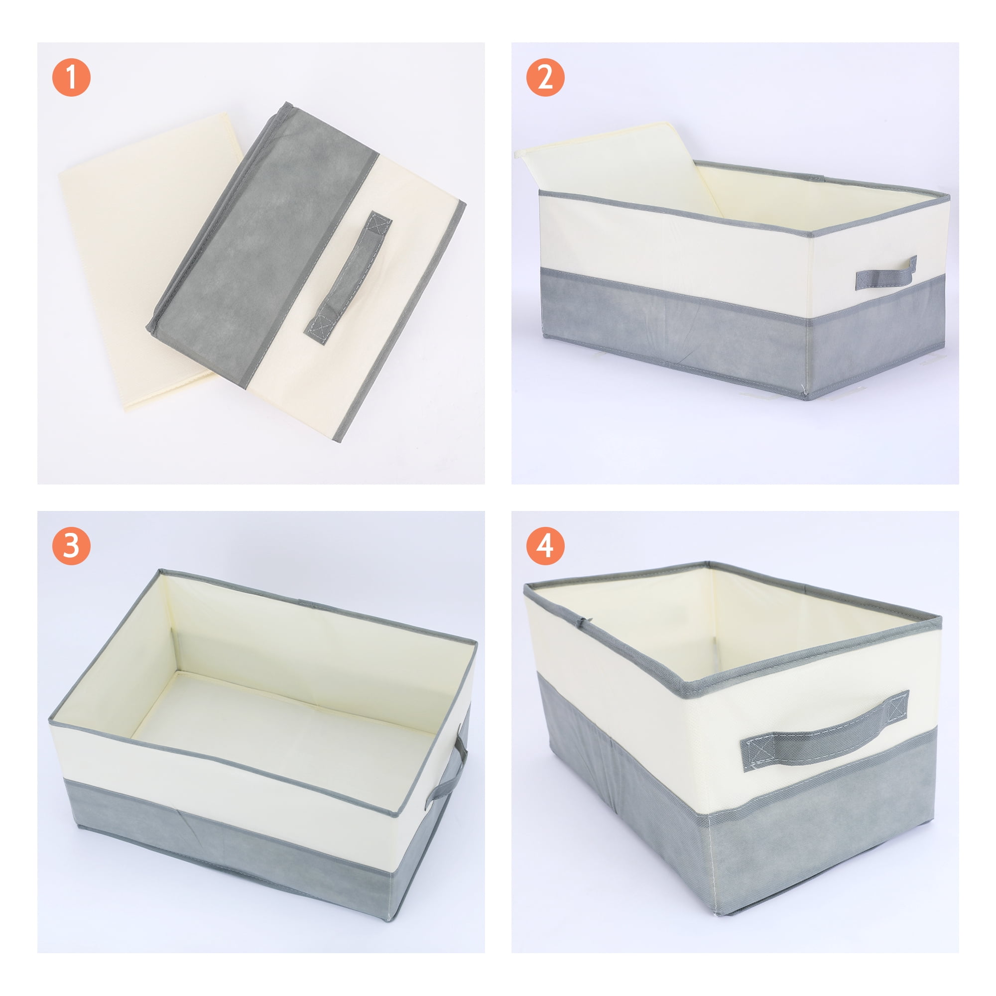 Unique Bargains Fabric Storage Cube Storage Bin Storage Basket Grey 19.7*13.8*9in