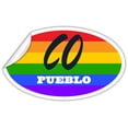 thumbnail image 2 of Pueblo CO Colorado Pueblo County Rainbow Pride Flag 6 Stripes Pride Flag Euro Decal Bumper Sticker 3M Vinyl 3" x 5", 2 of 3