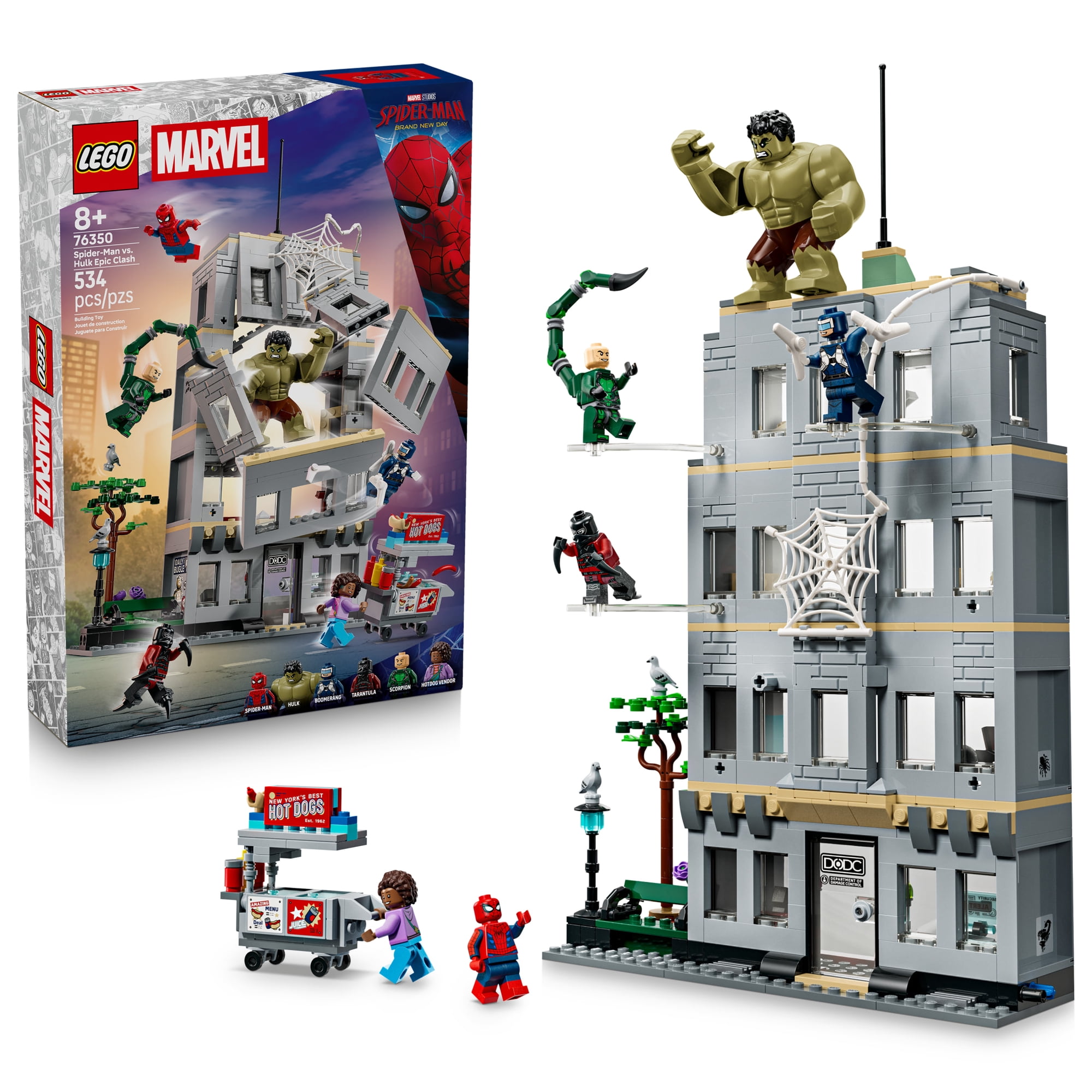 LEGO Marvel Spider-Man vs Hulk Epic Clash - Super Hero Building Toy for Boys & Girls, Ages 8+ - Includes 5 Minifigures & Hulk Figure - Spiderman Toy for Fans - Gift for Birthdays - 76350