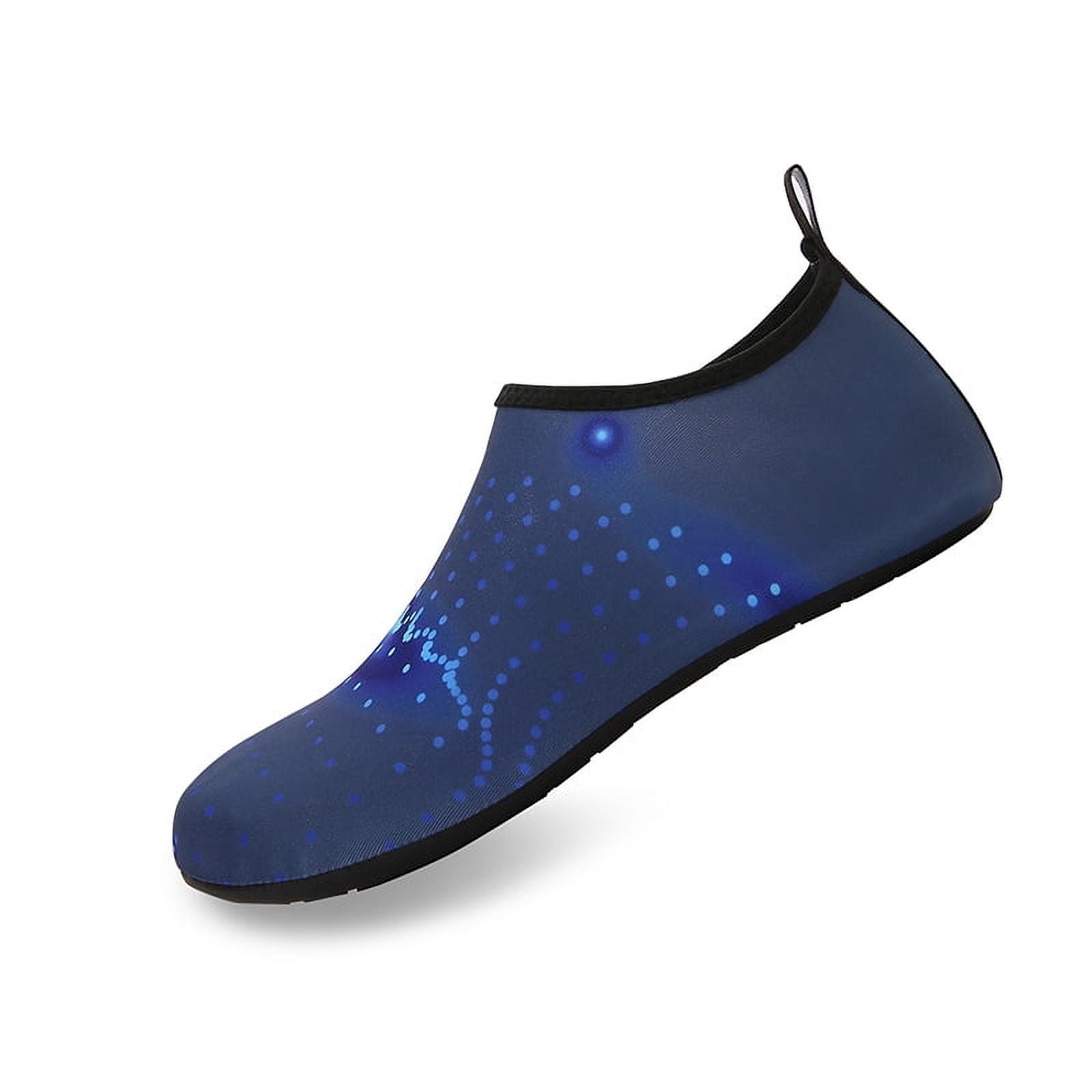 Men and Women a Slip On Barefoot Quick-Dry Beach Aqua Yoga Water Shoes (Glowing Dots/Navy, 11-12 Women/9.5-10 Men)