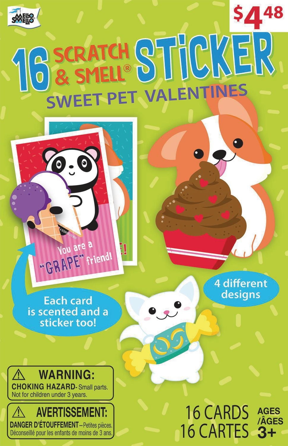 MELLO SMELLO ENS. CARRÉS ADHÉSIFS ANIMAUX FAV. 16/CARTE