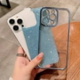 thumbnail image 3 of Compatible for iPhone 14 Pro Max Luxury Glitter Plating Clear Case, Cute Bling Sparkly Shiny Case for Women Girls Shockproof Camera Protective Back Cover Electroplated Case - Light Blue, 3 of 11