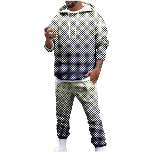 Sudadera para hombre Otoño Sudaderas Moda Cuello con capucha Estampado Blusa de manga larga + Conjuntos de pantalones sueltos Odeerbi ODB-5