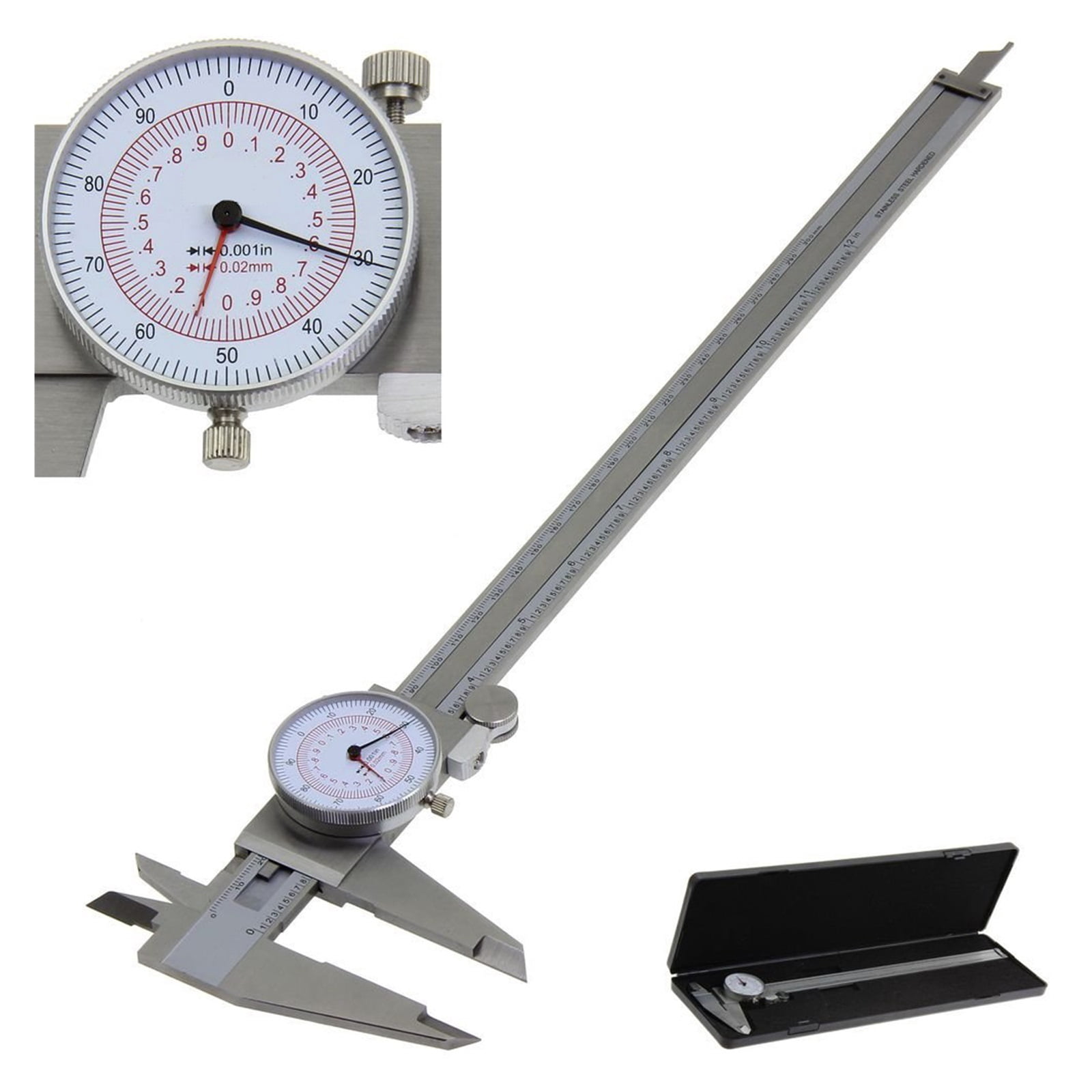 Dial Caliper Metric/INCH SAE Standard MM Dual Hand Reading Scale Vernier Measuring Tool