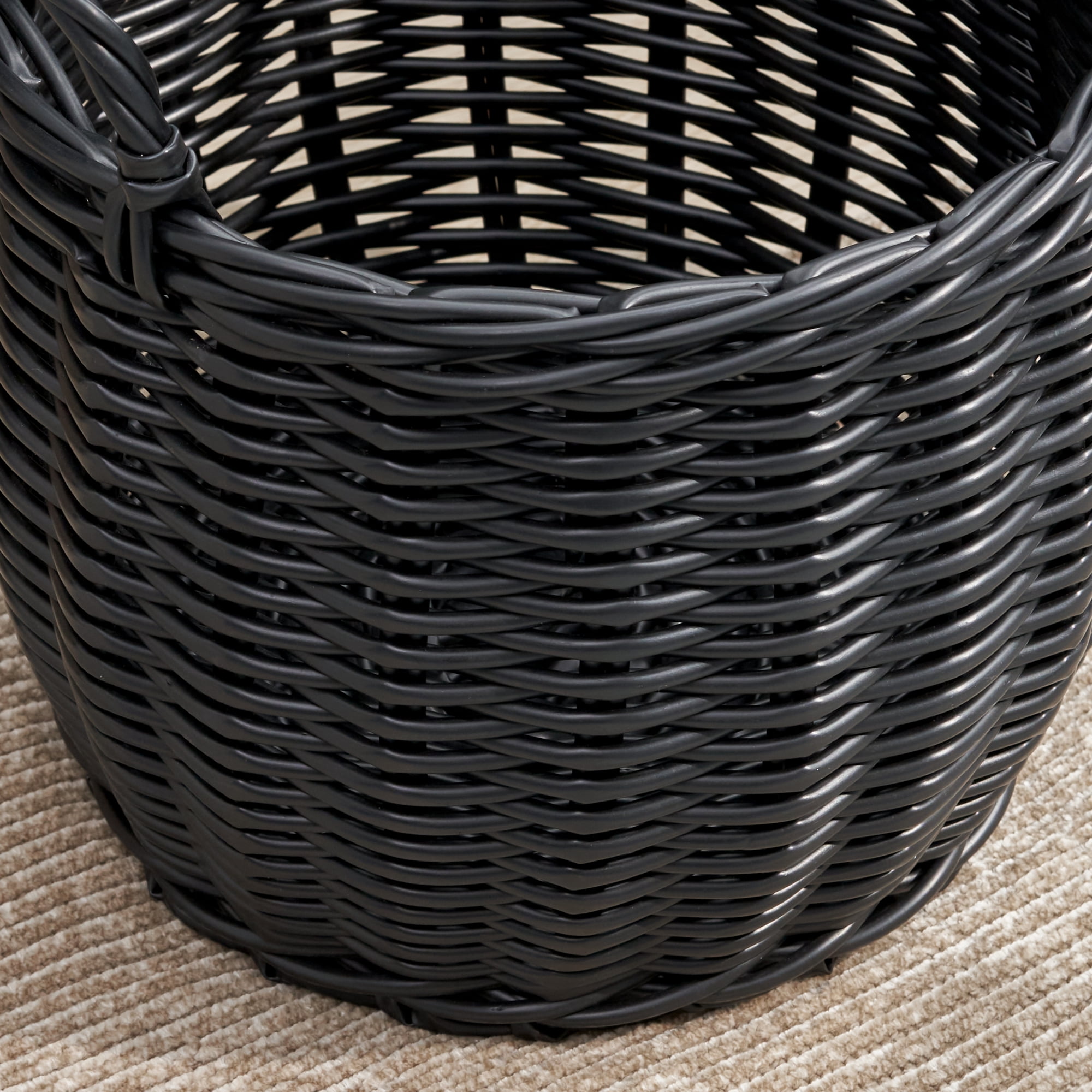 Leumius Laundry Hamper Wicker Laundry Basket with Handles, Round Clothes Hamper with Removable Liner Bags Rattan Laundry Basket for Clothes