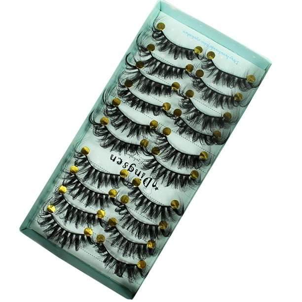 Fiudx Pestañas 3D, Volumen Grueso, Tiras Completas, Pestañas Largas y Rizadas, Aspecto Natural, Reutilizables (Paquete de 10), Fácil Aplicación, Perfectas para Maquillaje de Fiesta y Fotos de Boda.