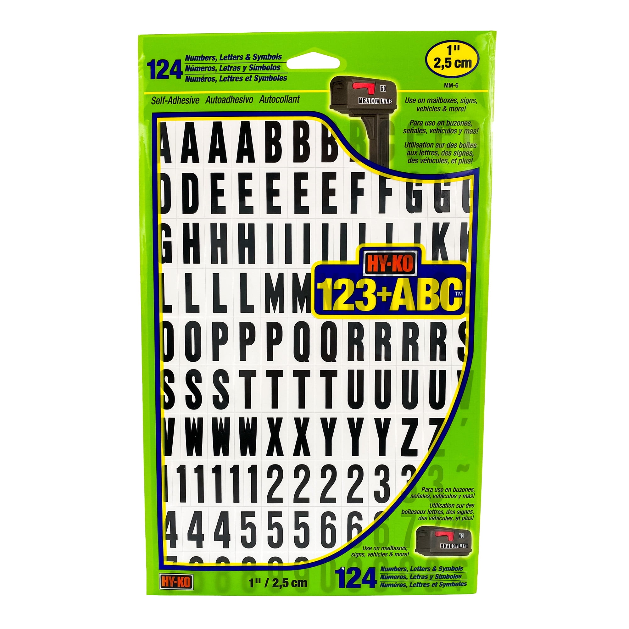 Plastic Vinyl Lettering Self-Adhesive 90 x Sticky Letters and Numbers 1" 