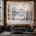 thumbnail image 6 of Snowy Mountain Lake Beyond Open White Shutters, Serene Rustic for Nature Lovers, Alpine Landscape Decor, Housewarming Gift, Tapestry Wall Hanging for Bedroom and Living Room, 6 of 7