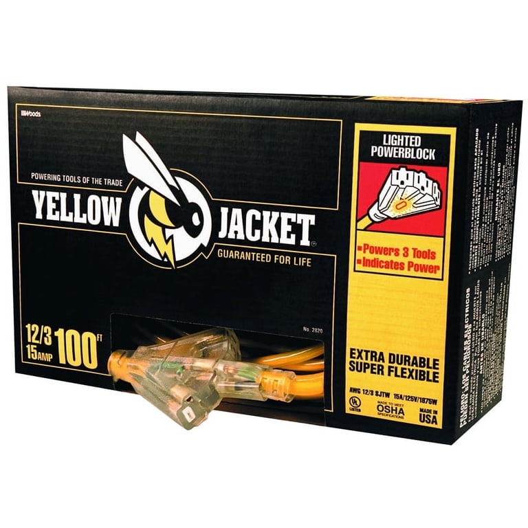 Yellow Jacket 2820 12/3 Heavy-Duty Extension Cord with Lighted