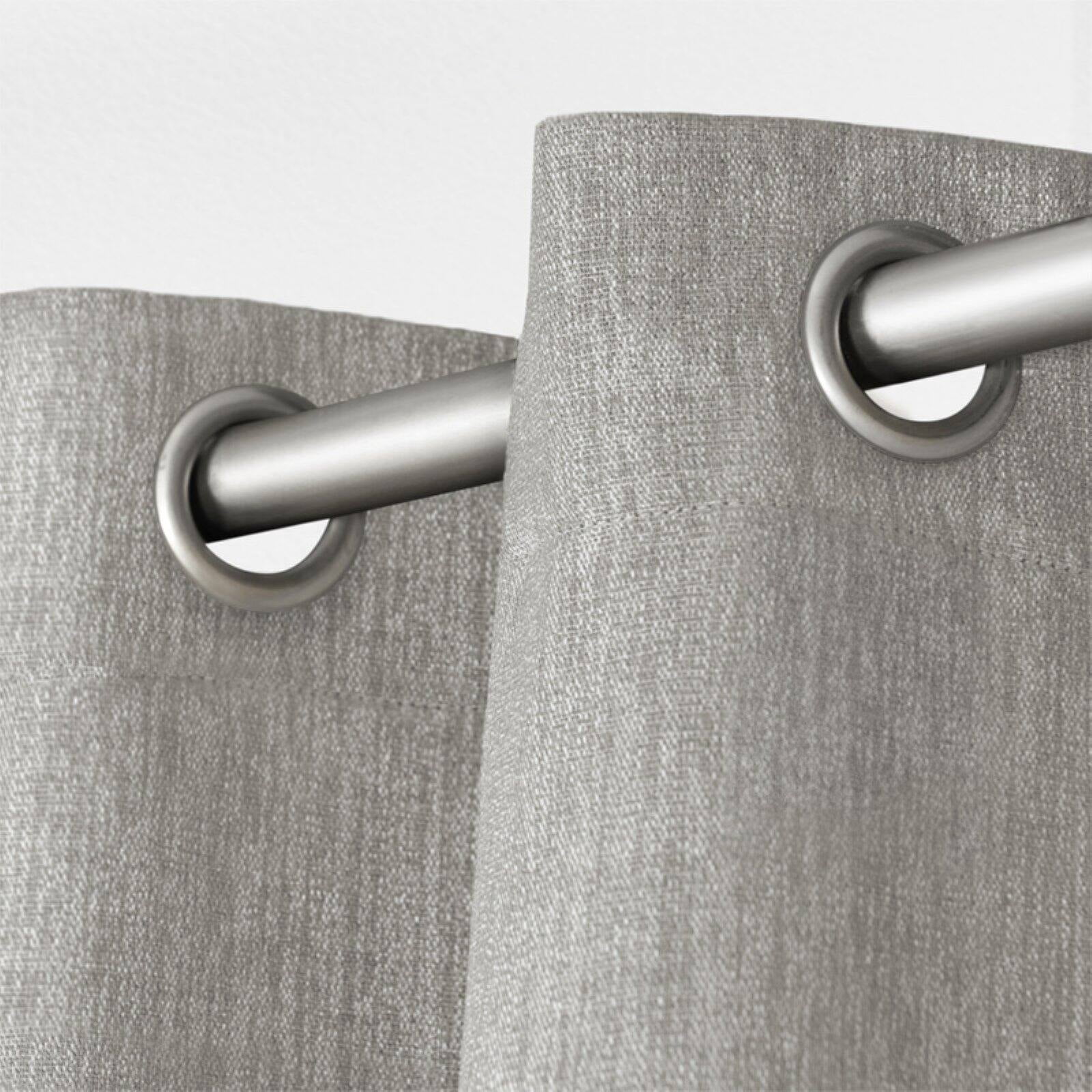 Exclusive Home Vesta Heavyweight Textured Linen Room Darkening Blackout Grommet Top Curtain Panel Pair, 52"x96", Black Pearl