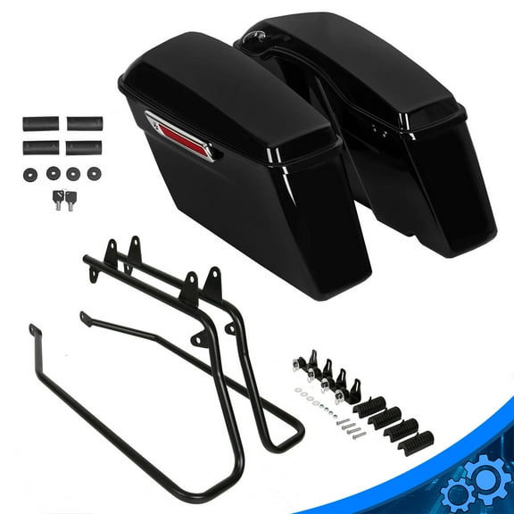Hard Saddlebags Saddle Bags W/ Black Conversion Brackets Fit For Harley Softail