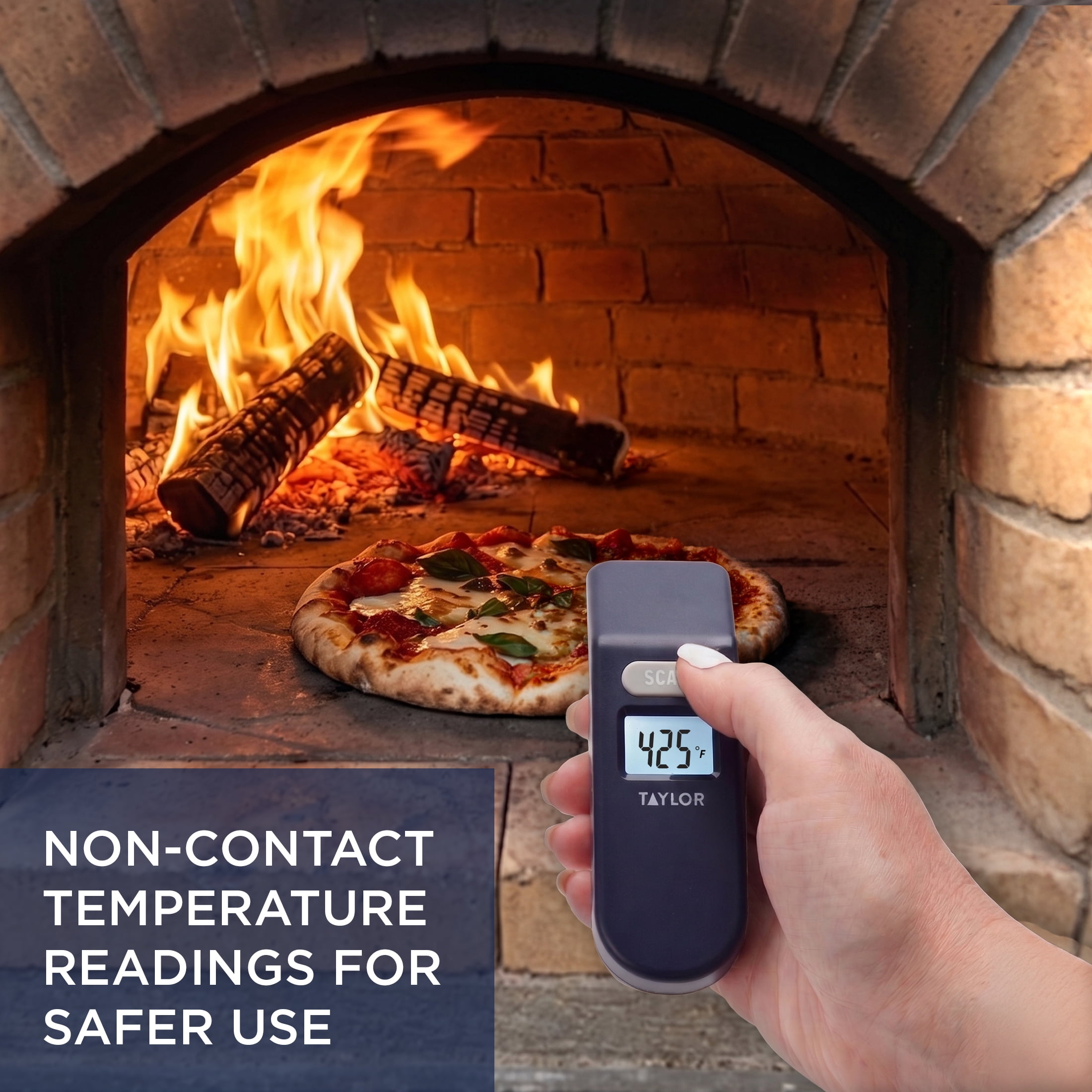 Taylor Non-Contact Infrared Surface Thermometer Gun for Grill & Pizza Oven, -58°F to 716°F