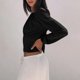 thumbnail image 2 of TaTaai Women's Solid Color Off Shoulder Long Sleeve Top Ladies Pleated High Waist Slim Fit Shirt Fashion Casual for Daily Party Work Travel Streetwear All Season Wear Gift, 2 of 7