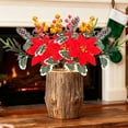 thumbnail image 5 of Artificial Poinsettia Bouquet with Red Berry for Vase Fillers, Home Holiday Bush, Indoor Floral, Cemetery Flowers, Centerpieces, 5 of 6