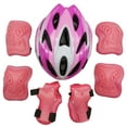 thumbnail image 2 of Juego de 7 Piezas de casco ajustable Eigraketly para niños pequeños con coderas Absorción de impactos Tira blanca roja rosa, 2 of 6
