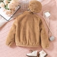 thumbnail image 6 of Odeerbi Kids Boys Girls Fleece Lined Sherpa Jacket with Beret Hat Set Winter Thermal Coat Children's Solid Color Knot Woolen Outerwear Set Kids Clothes Brown, 6 of 8