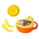 thumbnail image 5 of Tazón de bebé,Tazón Contenedor de comida con succión Cuchara Tazón para bebé,Juego de cuchara y tazón aislante de acero inoxidable para bebé,Utensilios Platos de comida Tazón de Naranja, 5 of 9