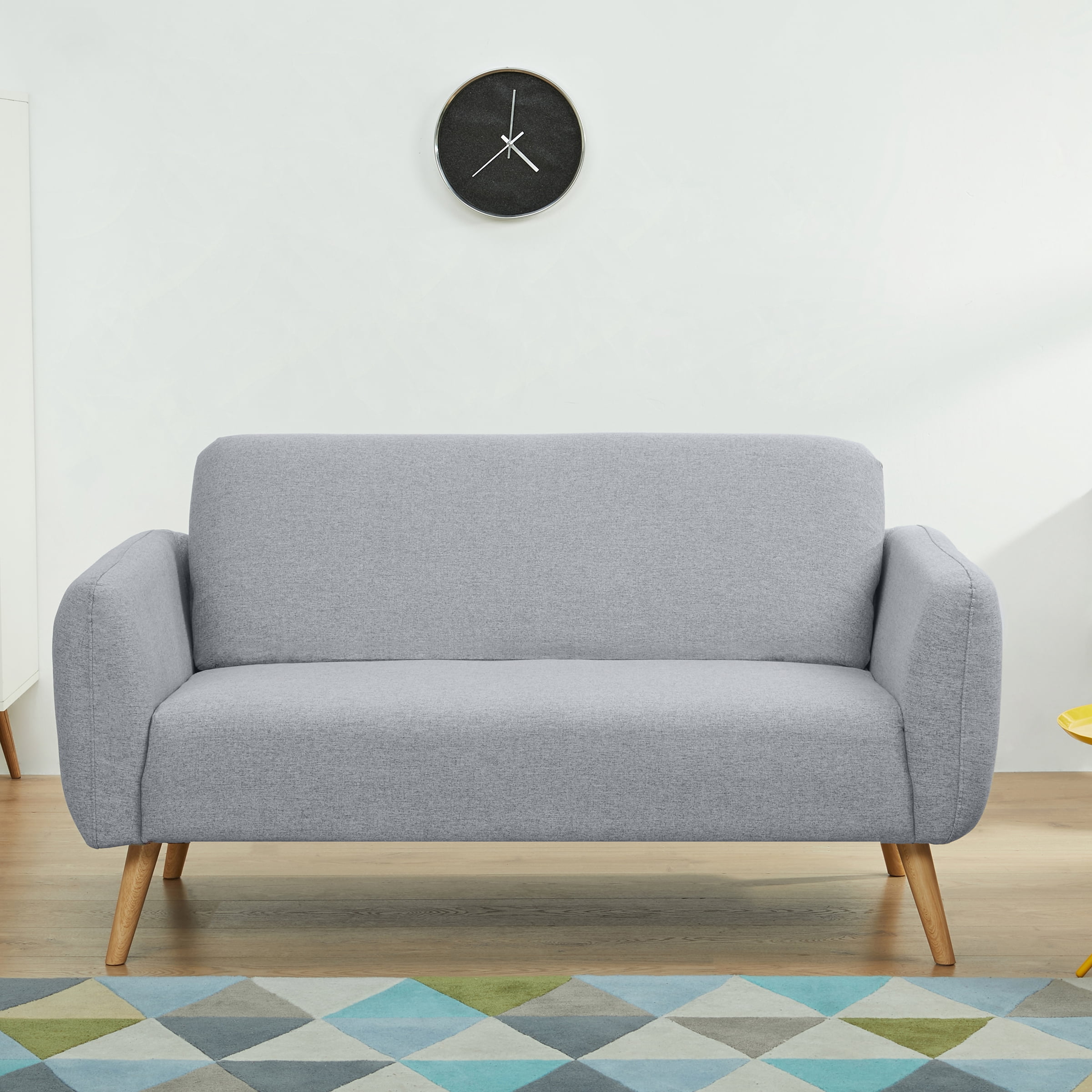 A&D Home Linda Polyester Round Arm Loveseat Sofa, Light Gray