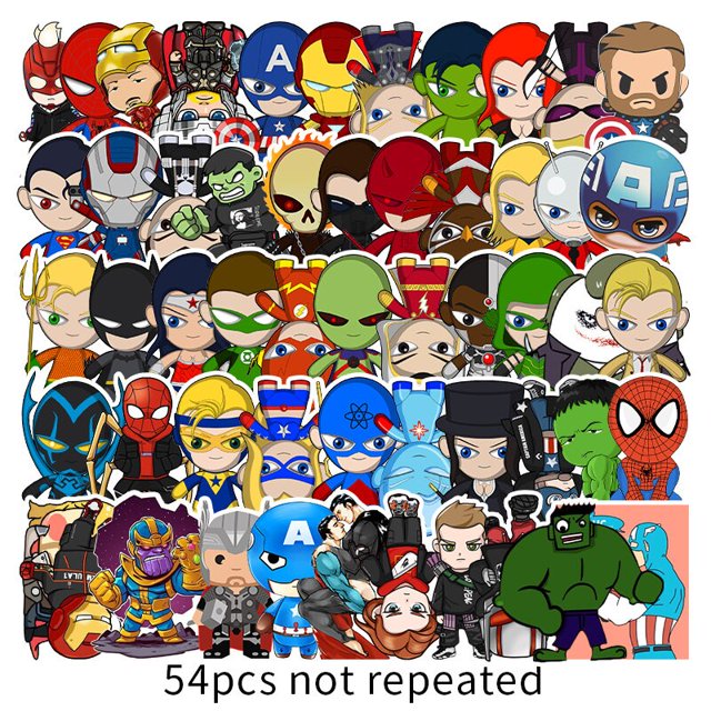10/30/54Pcs/Pack Disney Marvel The Avengers Stickers Anime Cartoon Laptop Guitar Luggage Waterproof Graffiti Sticker Kids ToysChina Gong Bohan LED