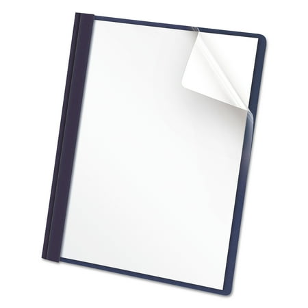 Clear Front Report Cover, Prong Fastener, 0.5" Capacity, 8.5 X 11, Clear/dark Blue, 25/box | Bundle of 5 Boxes