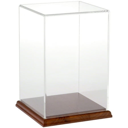 Plymor Clear Acrylic Display Case with Hardwood Base, 6" W x 6" D x 9" H