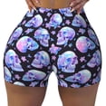 thumbnail image 2 of Balery blue Skull flower Printed Workout Shorts for Women Seamless Scrunch Short Gym Yoga Running Sport Active Exercise Fitness Shorts-XX-Large, 2 of 8