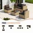 thumbnail image 4 of Poteban Patio Furniture Sets, Modular Rattan Outdoor Patio Sectional Furniture Sofa Set, Yellow Wicker Patio Conversation Set for Backyard,5PCS, 4 of 7
