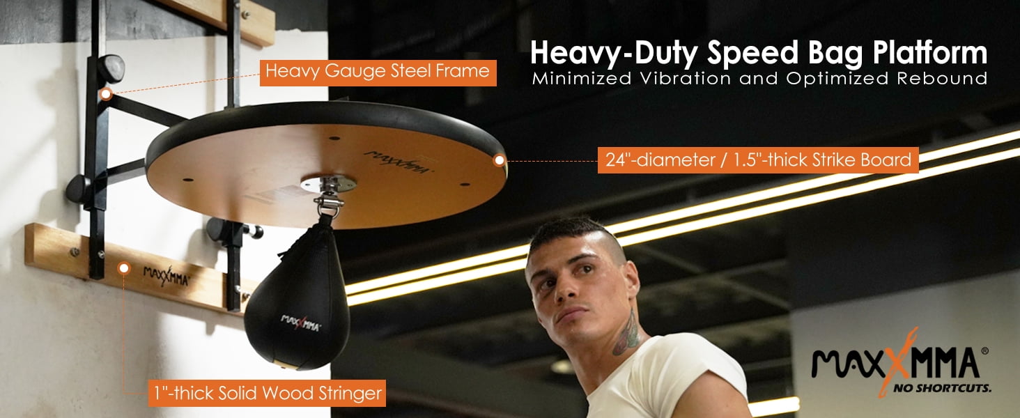 MaxxMMA Heavy Duty Adjustable 24" Speed Bag Platform Kit with 10" x 7" Speed Ball