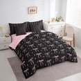thumbnail image 2 of Erosebridal Cute Bows Bowtie 7 Pieces Bedding Comforter Set For Kids,Cartoon Bowknot Stars Pattern Full Bedding Set,Girls Lightpink Black,Reversible, 2 of 7