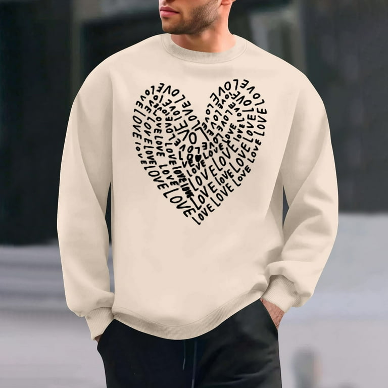 Jinhomg Mens Holiday Sweatshirt 2025 Trendy Valentine's Day Love