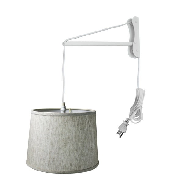 MAST Plug-In Wall Mount Pendant, 1 Light White Cord/Arm, Textured Oatmeal Shade 12x14x10