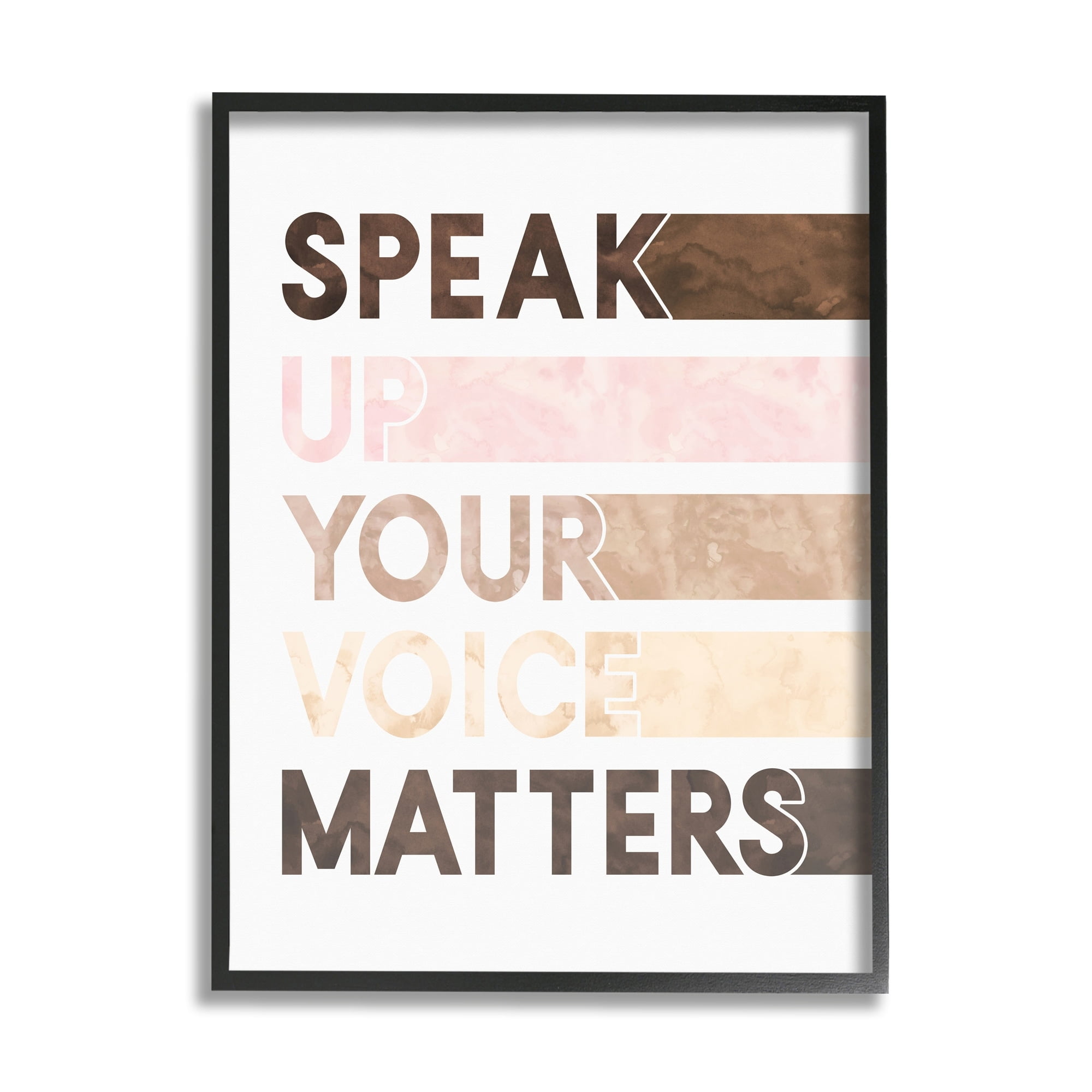 Stupell Industries Your Voice Matters Phrase Equality Inspirational Typography Painting Gray Framed Art Print Wall Art, 11 x 14