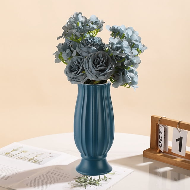 Jarrón decorativo de plástico | Maceta de imitación de vidrio para decoración del hogar | Centro de mesa para mueble de TV de sala de estar | Soporte para arreglos de flores secas