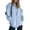 Blue, variant on Womens Casual Solid Long Sleeve Zipper Hooded Coat Pocket Sweatshirt Tops Snap Sweatshirt Women Fall Long Sleeve Clothe with Pocket Sweatshirt Long Hoodie Zip Ups for Women Long Hoodie Tunic