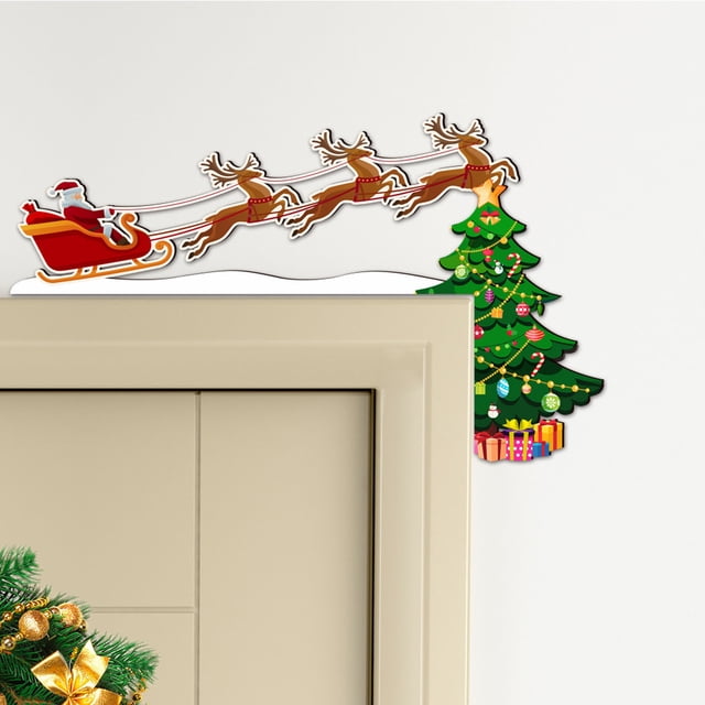 Fiudx Pegatina Estereoscópica de Papá Noel, Decoración de Madera Pintada a Mano, Adorno Festivo para Marco de Puerta, Decoración Navideña, Idea de Regalo de Navidad, 30 G, Duradera y Reutilizable.