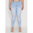 thumbnail image 4 of Womens Plus Size WAX High Rise Distressed Push Up Skinny Jeans, 4 of 5