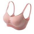thumbnail image 1 of Women‘s Striped Bra Wireless Maternity Seamless Front Buckle Breastfeeding Bra With Pads, 1 of 5