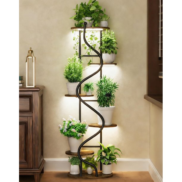 Soporte para plantas Hongsane para interiores con luz de cultivo de 160 cm con 4 cabezales