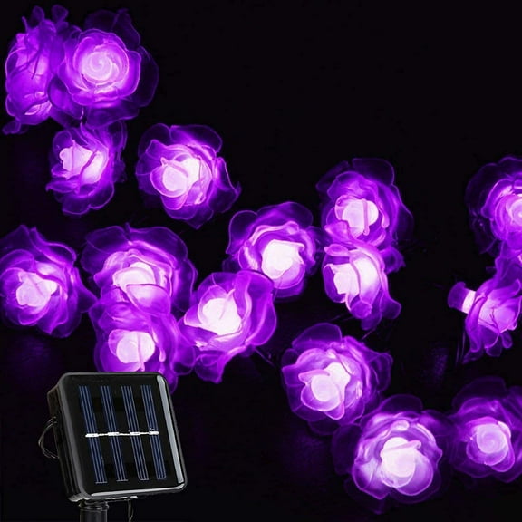 LINLIN Solar Flower String Lights,Waterproof Rose Flower Lights 8 Mode Solar Starry Lighting Christmas Fairy String Lights for Gardens Path Homes Wedding Party Decor