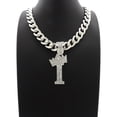 thumbnail image 3 of iJewelry2 Kings and Queens Crowned Initial Letter I Crystals Pendant Silver-tone Cuban Linked Chain Necklace, 3 of 3